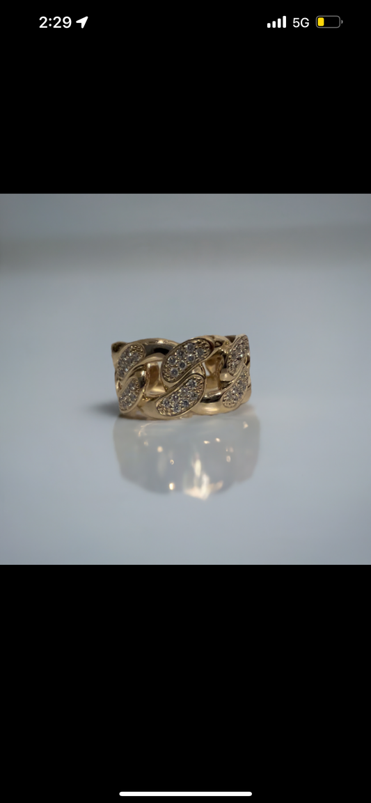 14k Solid Gold Cuban Ring 1.4ct Vs1 Diamonds
