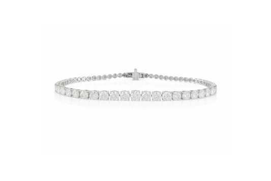 Silver Cushion-Cut Lab-Grown Diamond Tennis Bracelet