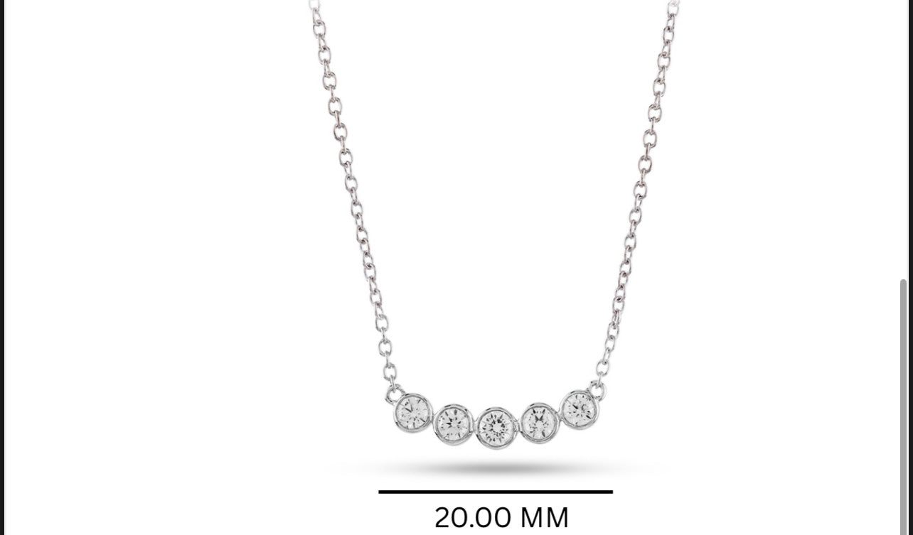 Lab-Grown Diamond Bezel-Set Graduated Curved Bar Necklace