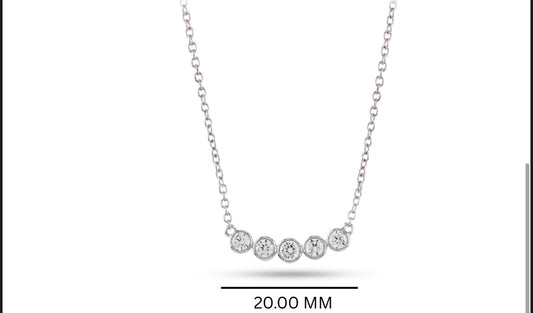 Lab-Grown Diamond Bezel-Set Graduated Curved Bar Necklace