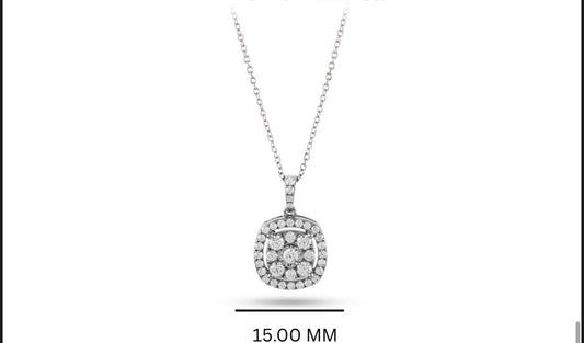 Diamond Cushion Framed Pendant + Necklace