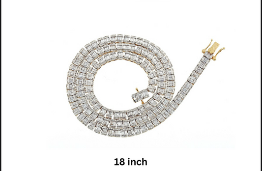 Iced Out Baguette Diamond Tennis Chain