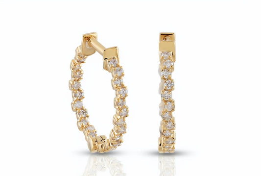 Sterling Silver Lab Diamond Hoop Earrings