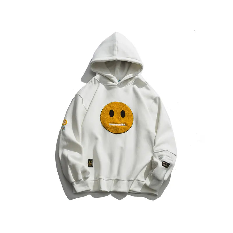 Zipper Pocket Smiley Face Hoodie
