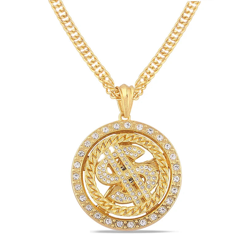 Rotatable Dollar Pendant Necklace