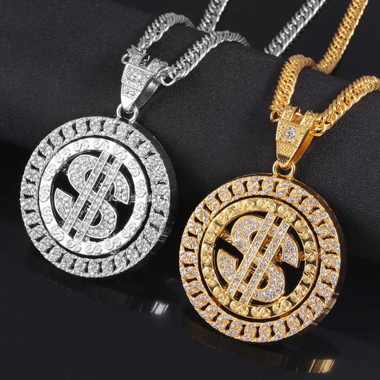 Rotatable Dollar Pendant Necklace
