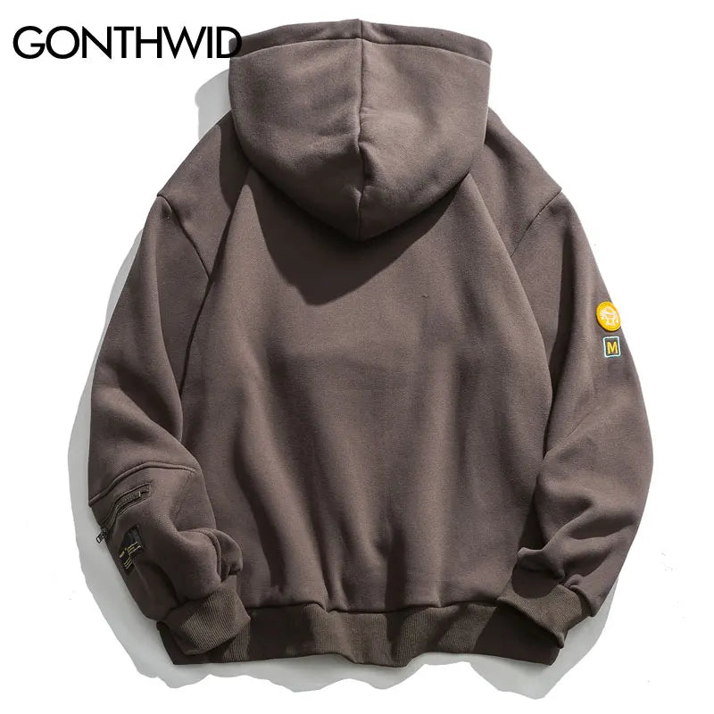 Zipper Pocket Smiley Face Hoodie