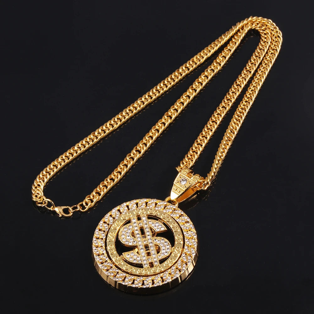 Rotatable Dollar Pendant Necklace