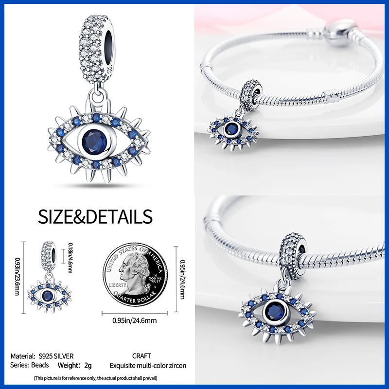 100% Real 925 Sterling Silver Classic Devil's Eye Charms