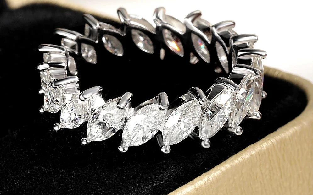 Marquise Cut Moissanite Eternity Ring Band