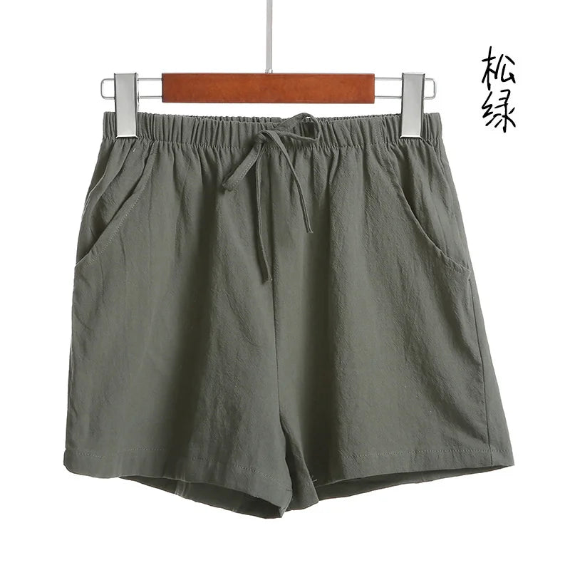 Cotton Linen Shorts Women Casual Workout Shorts