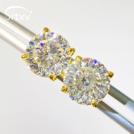 D Color Moissanite Stud Earrings 925 Sterling Silver