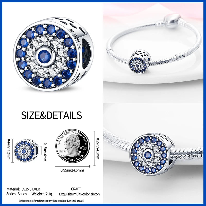 100% Real 925 Sterling Silver Classic Devil's Eye Charms