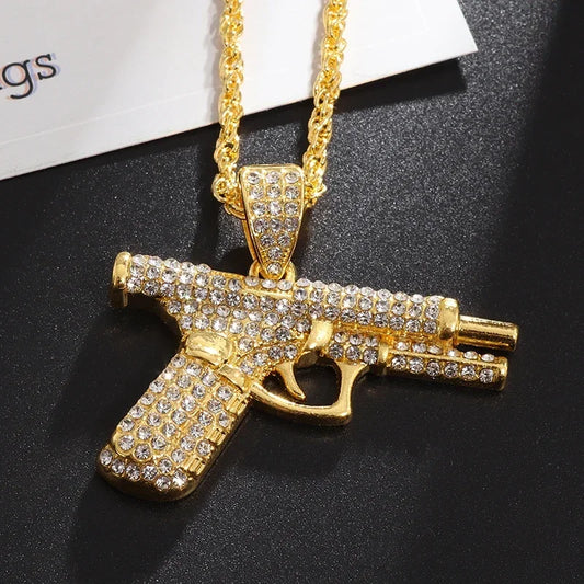 Bling Iced Out Pistol Pendant