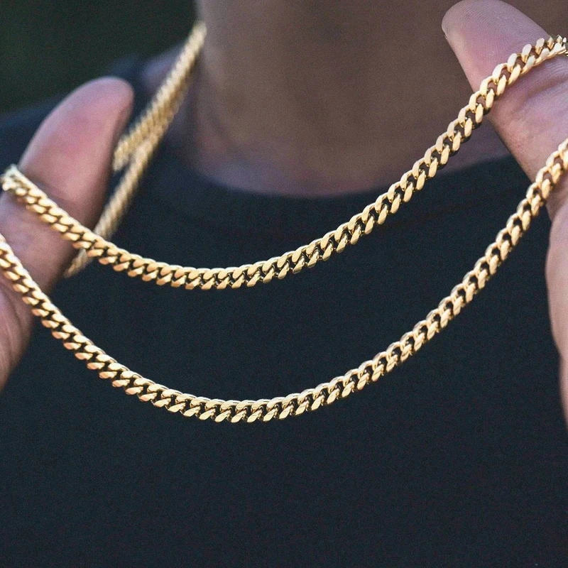 Cuban Chain Necklaces, Stainless Steel Curb Link Chain Collar,