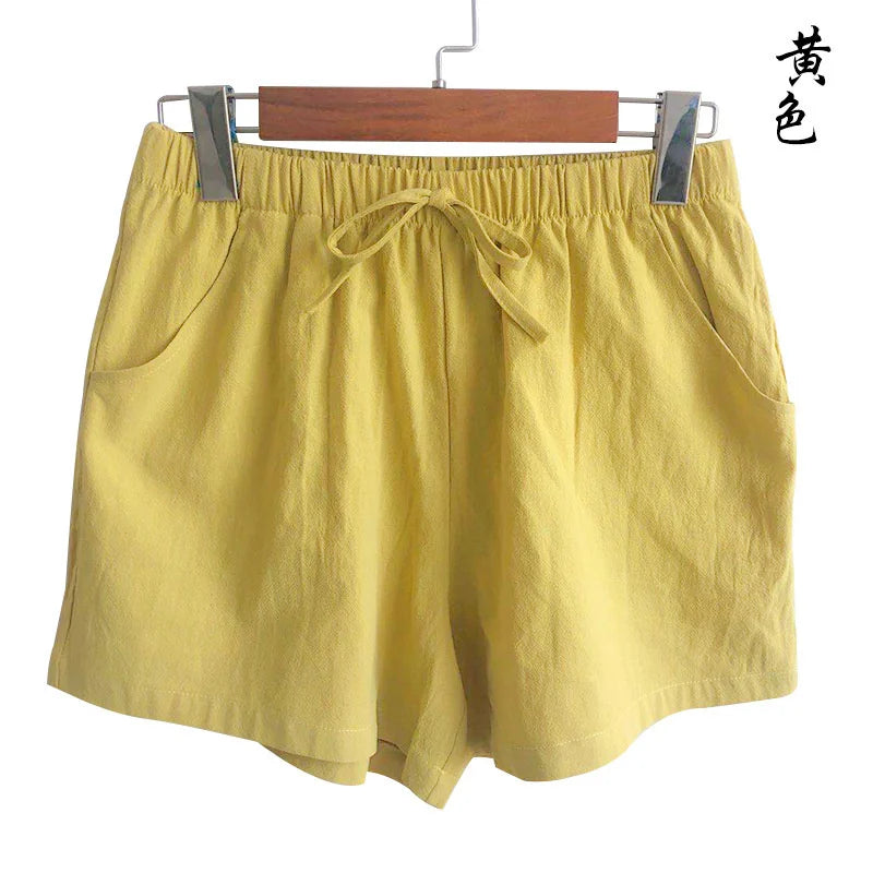 Cotton Linen Shorts Women Casual Workout Shorts