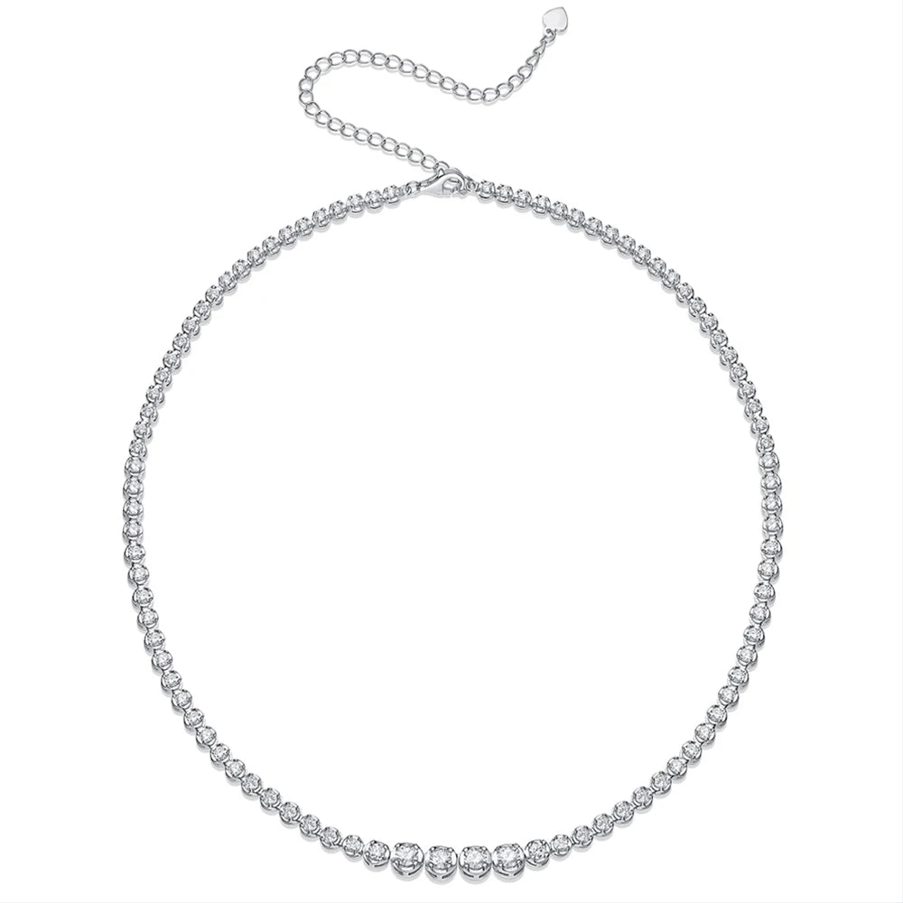 Moissanite Tennis Necklace for Women S925 Sterling Silver Plated Gold 1.2 Carat Diamond Chain
