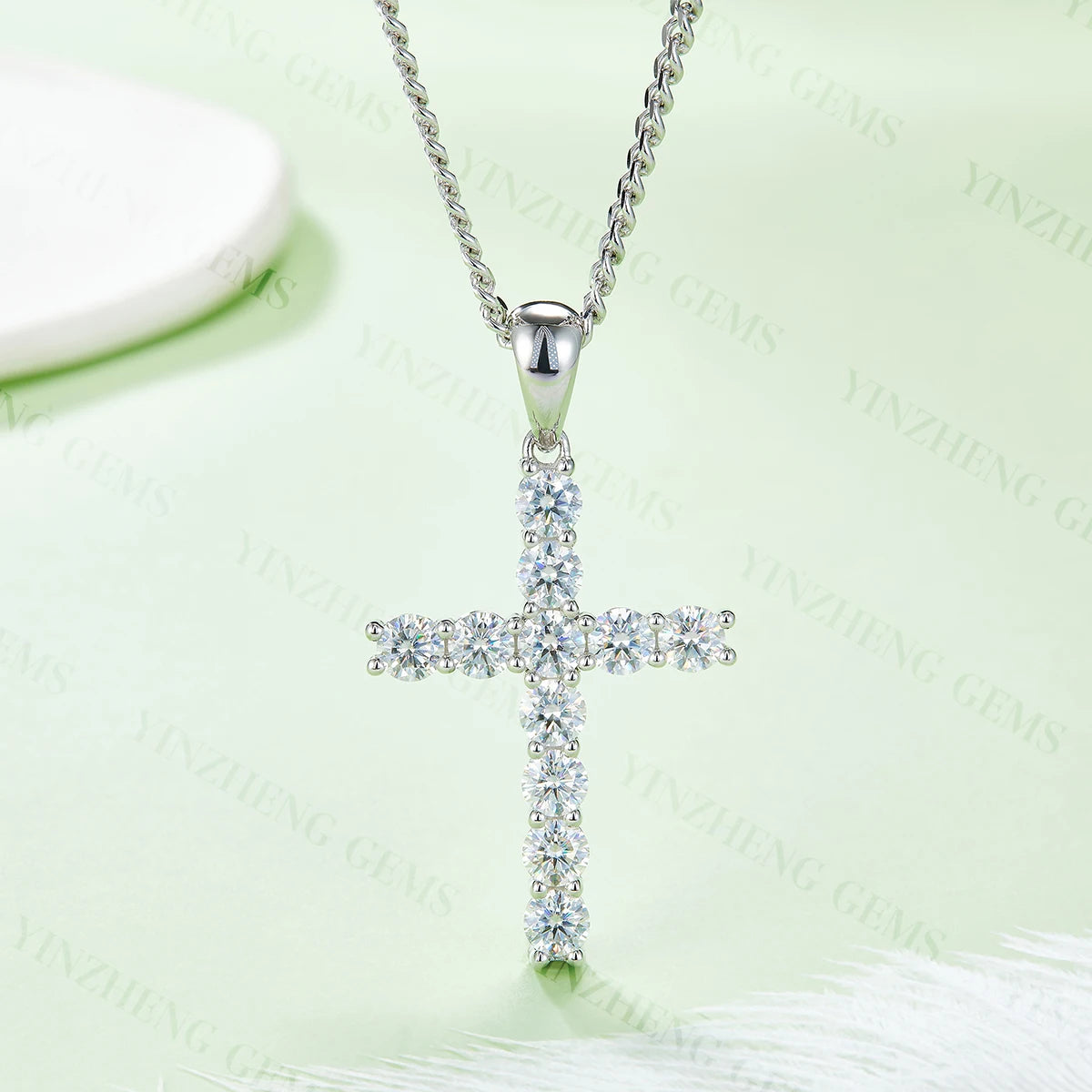 Moissanite Jewelry 925 Sterling Silver Cross Pendant D VVS