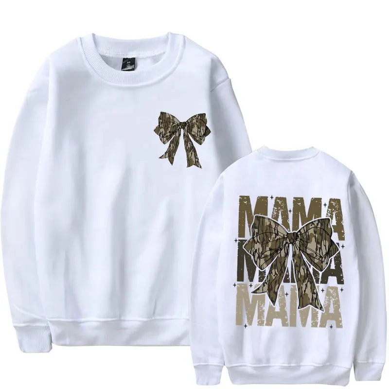 Mama Camo Bow Oversized Sweatshirts
