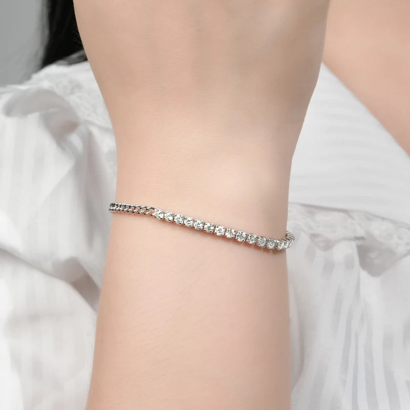 3mm Moissanite Tennis Bracelet 925 Sterling Silver
