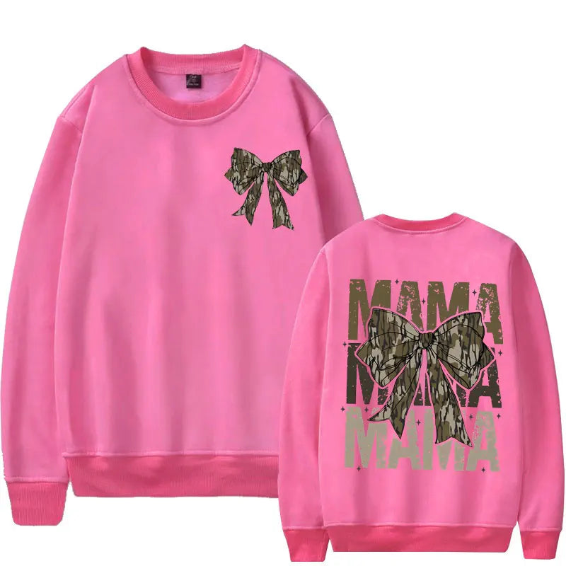 Mama Camo Bow Oversized Sweatshirts