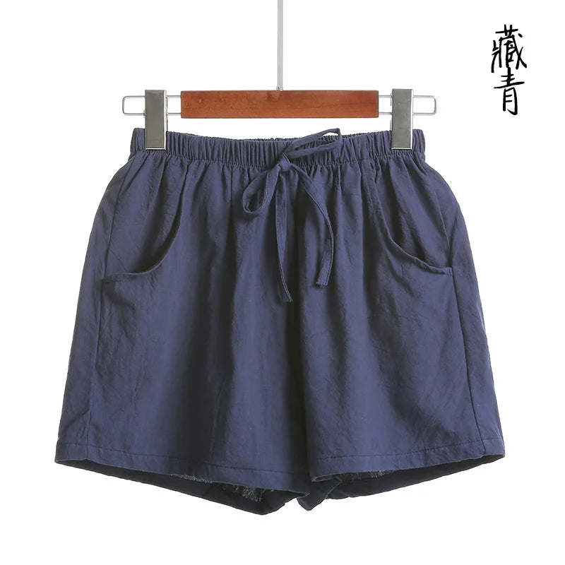 Cotton Linen Shorts Women Casual Workout Shorts