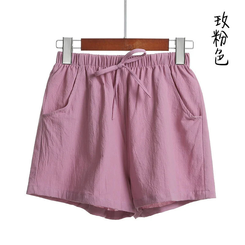 Cotton Linen Shorts Women Casual Workout Shorts