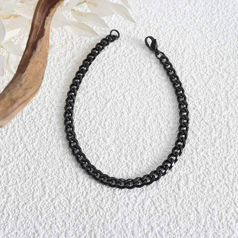 3MM5MM7MM Cuban Link Chain Stainless Steel Necklace Waterproof Gold Plated