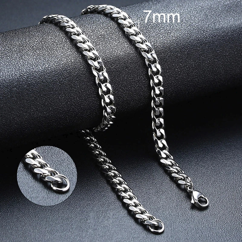 Cuban Chain Necklaces, Stainless Steel Curb Link Chain Collar,