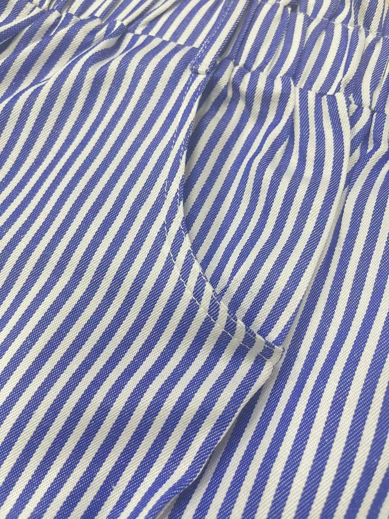 New summer casual pocket striped casual shorts women's wear