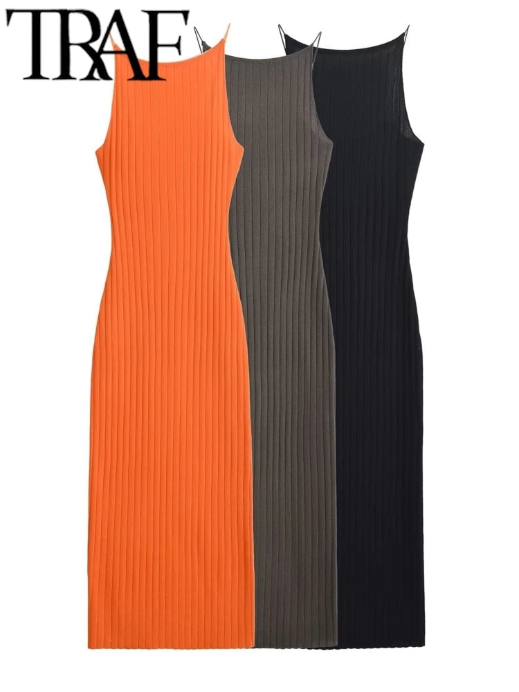 Thin Stretch Women Sliming Knitted Dress