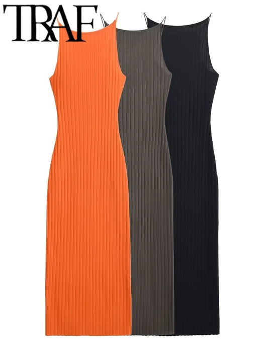 Thin Stretch Women Sliming Knitted Dress