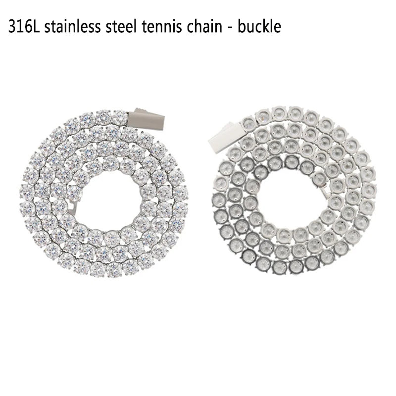 Stainless Steel Tennis Chain Necklace Iced Out