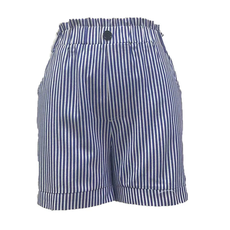 New summer casual pocket striped casual shorts women's wear