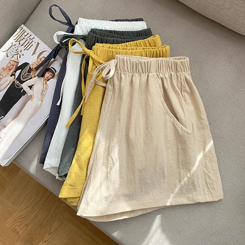 Cotton Linen Shorts Women Casual Workout Shorts