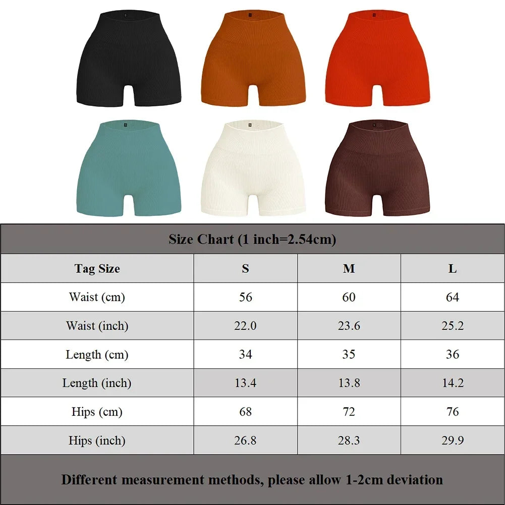 Women Thread Yoga Shorts Sports Seamless High Waist Tights Exercise Run Fitness