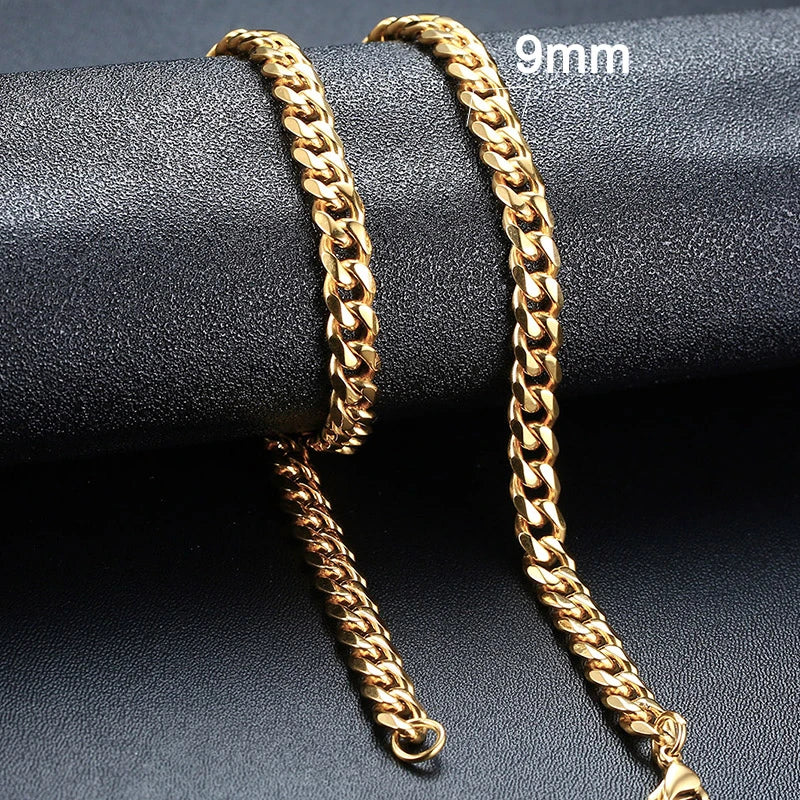 Cuban Chain Necklaces, Stainless Steel Curb Link Chain Collar,