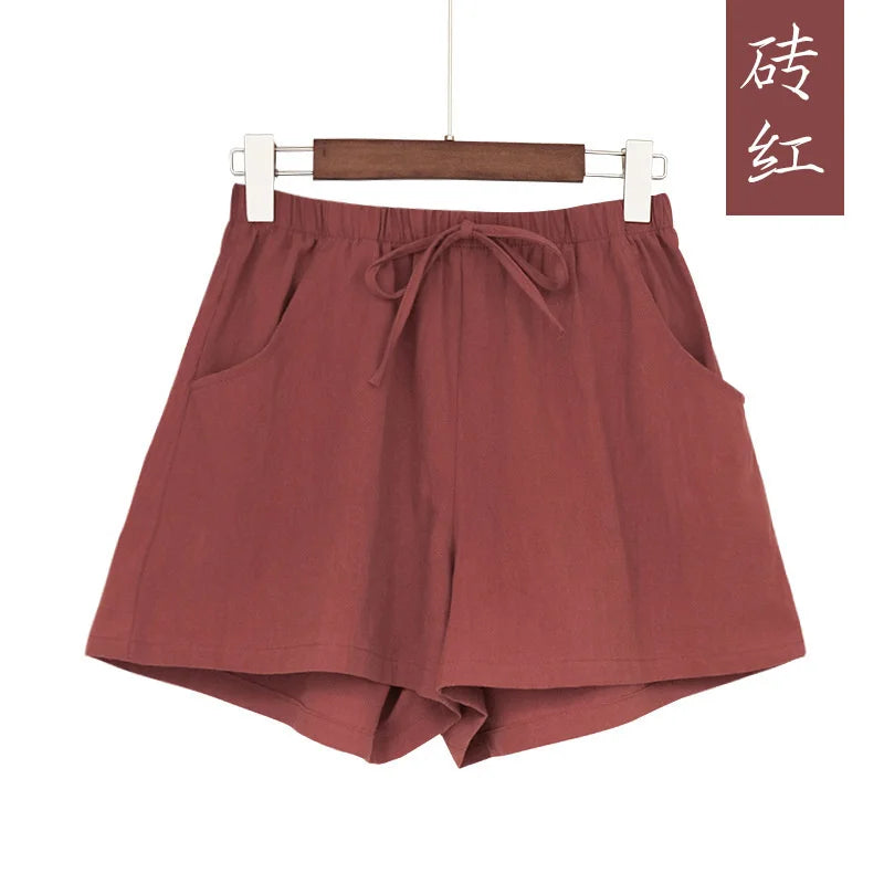Cotton Linen Shorts Women Casual Workout Shorts