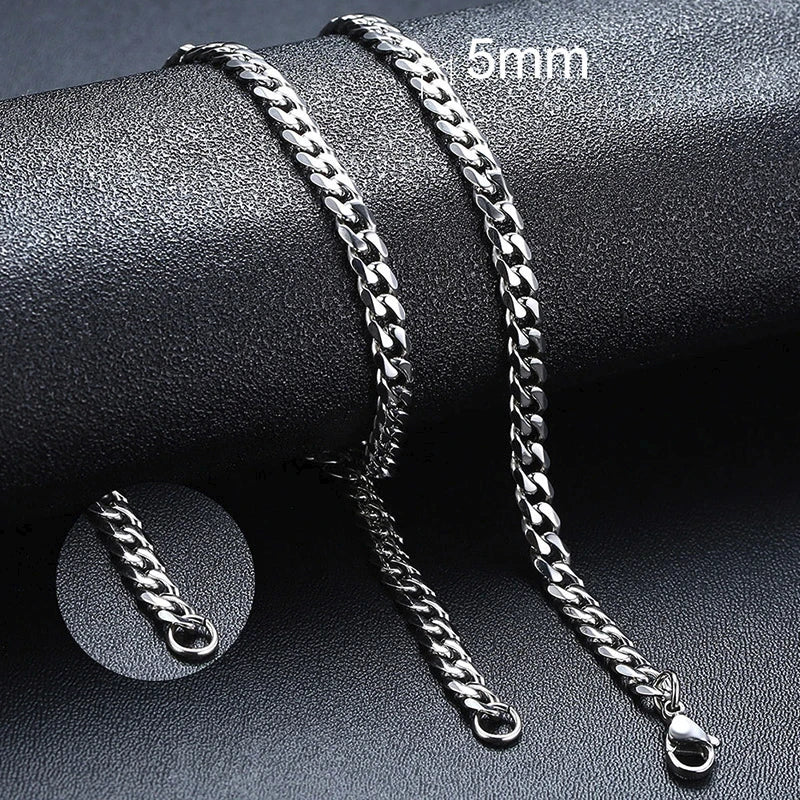 Cuban Chain Necklaces, Stainless Steel Curb Link Chain Collar,
