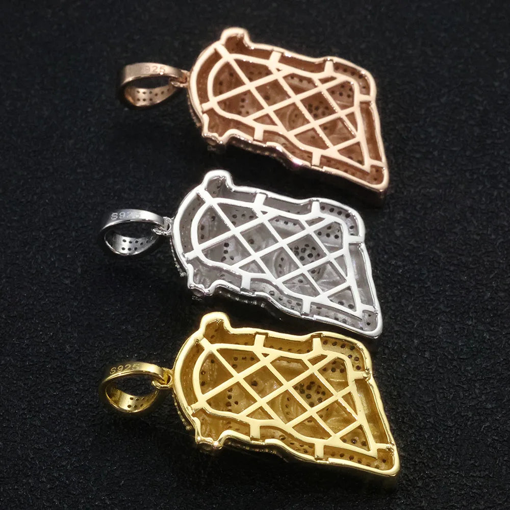 Iced Out Moissanite Jesus Head Pendant Pass Diamond Gold Plated 925 Silver Charm Necklace