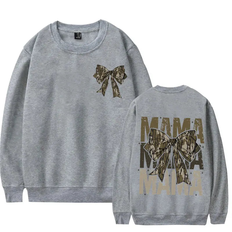 Mama Camo Bow Oversized Sweatshirts