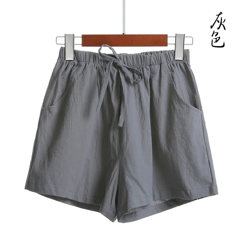 Cotton Linen Shorts Women Casual Workout Shorts