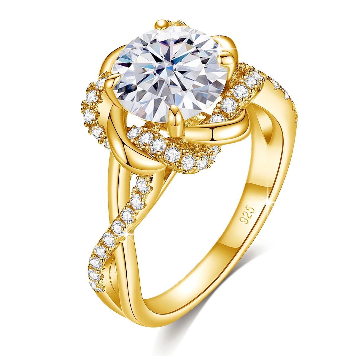 Szjinao Star Of David 3ct Moissanite Ring Yellow Gold With Certificate High Quality Wedding Party Jewelry For Women New Product