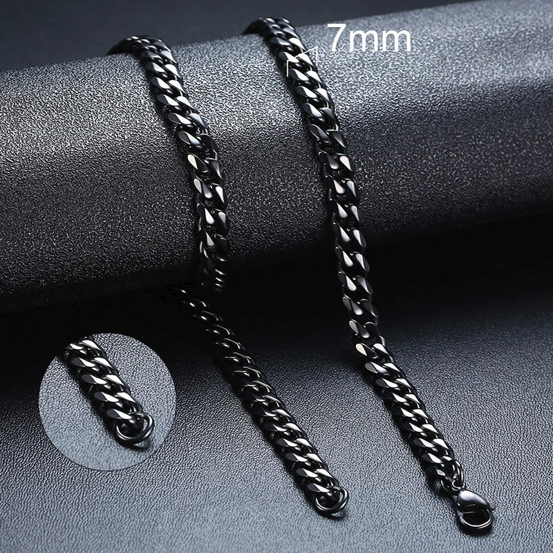 Cuban Chain Necklaces, Stainless Steel Curb Link Chain Collar,