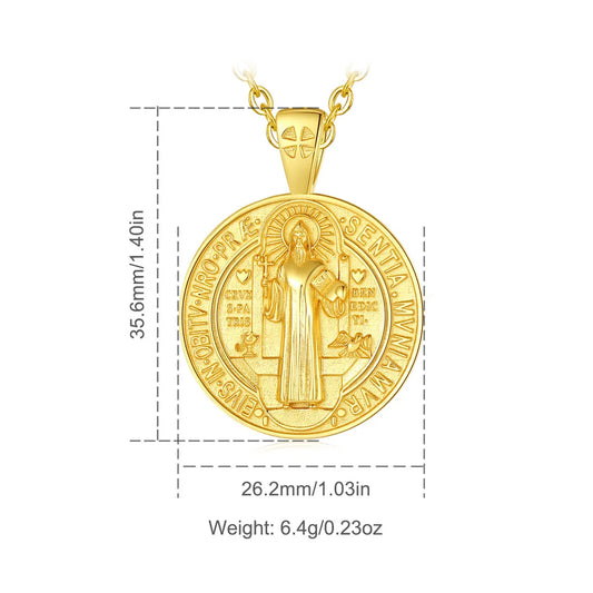 Eudora New 925 Sterling Silver Saint Benedict 18K Gold Cross plated
