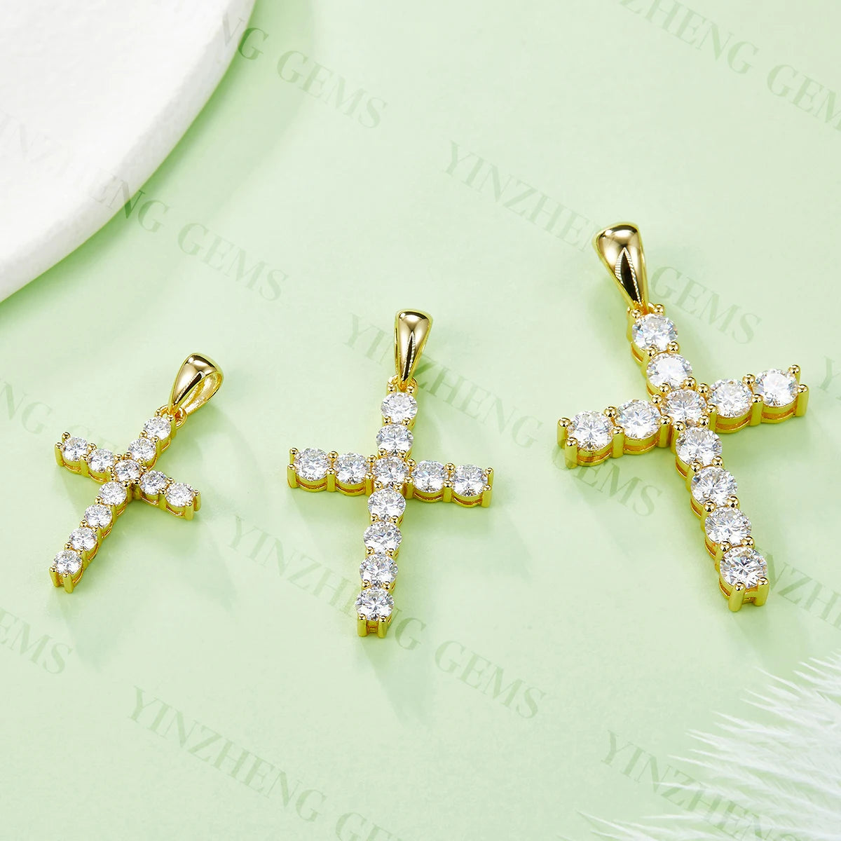 Moissanite Jewelry 925 Sterling Silver Cross Pendant D VVS