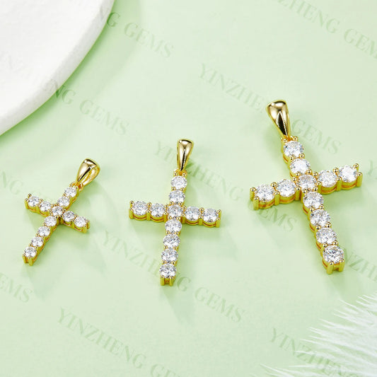 Moissanite Jewelry 925 Sterling Silver Cross Pendant D VVS