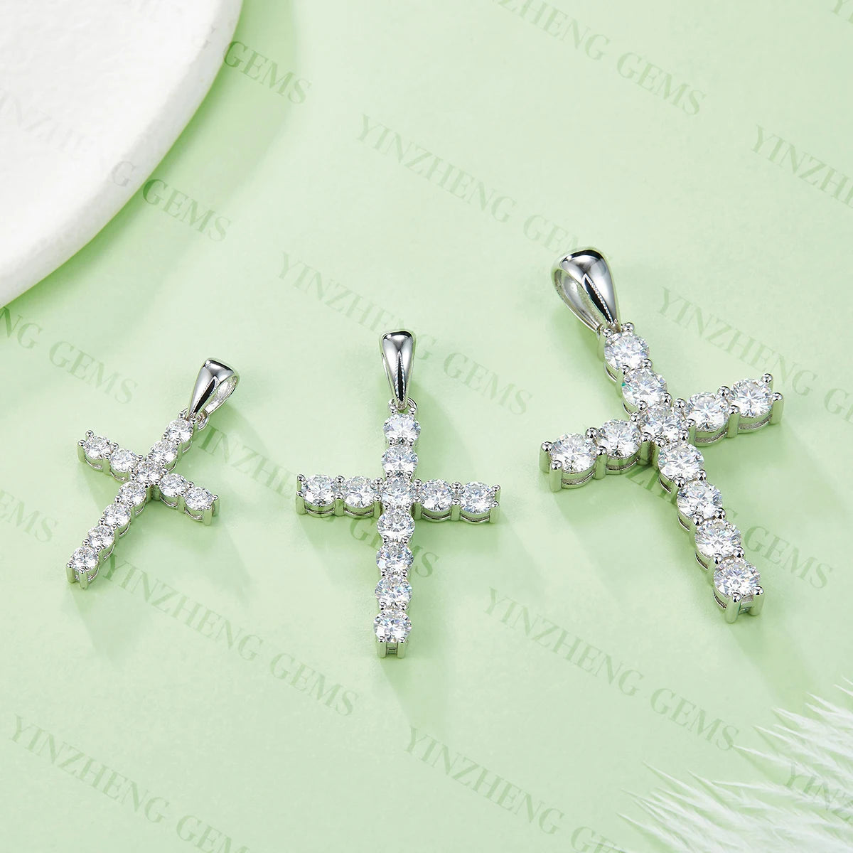 Moissanite Jewelry 925 Sterling Silver Cross Pendant D VVS