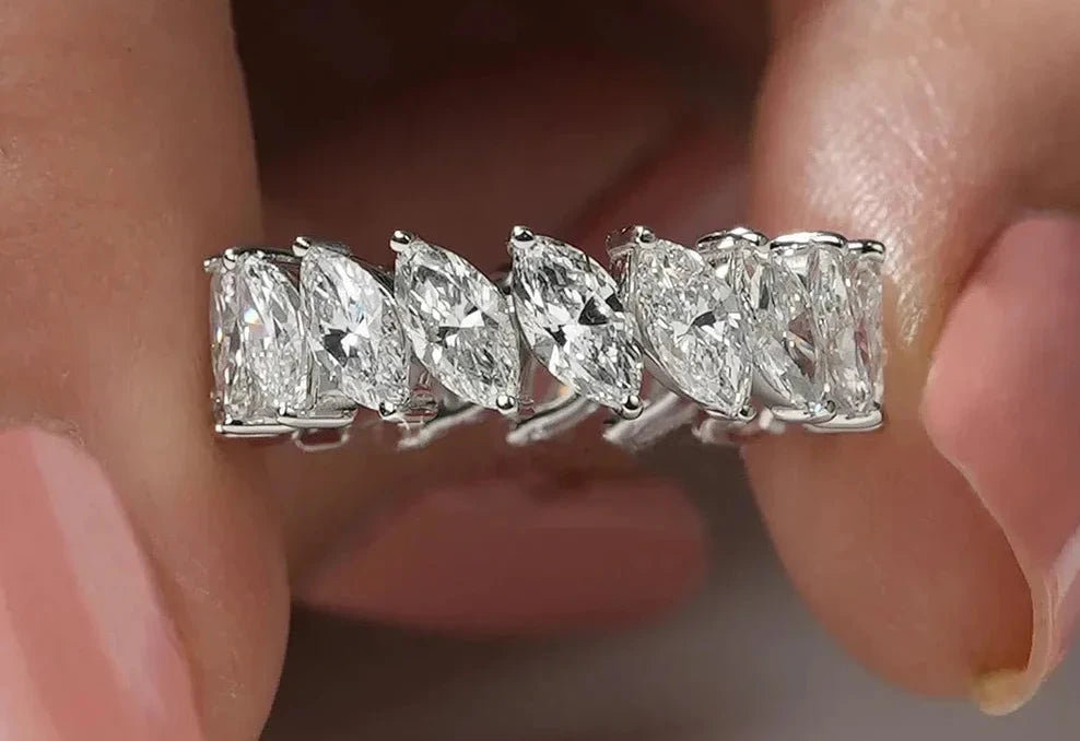 Marquise Cut Moissanite Eternity Ring Band
