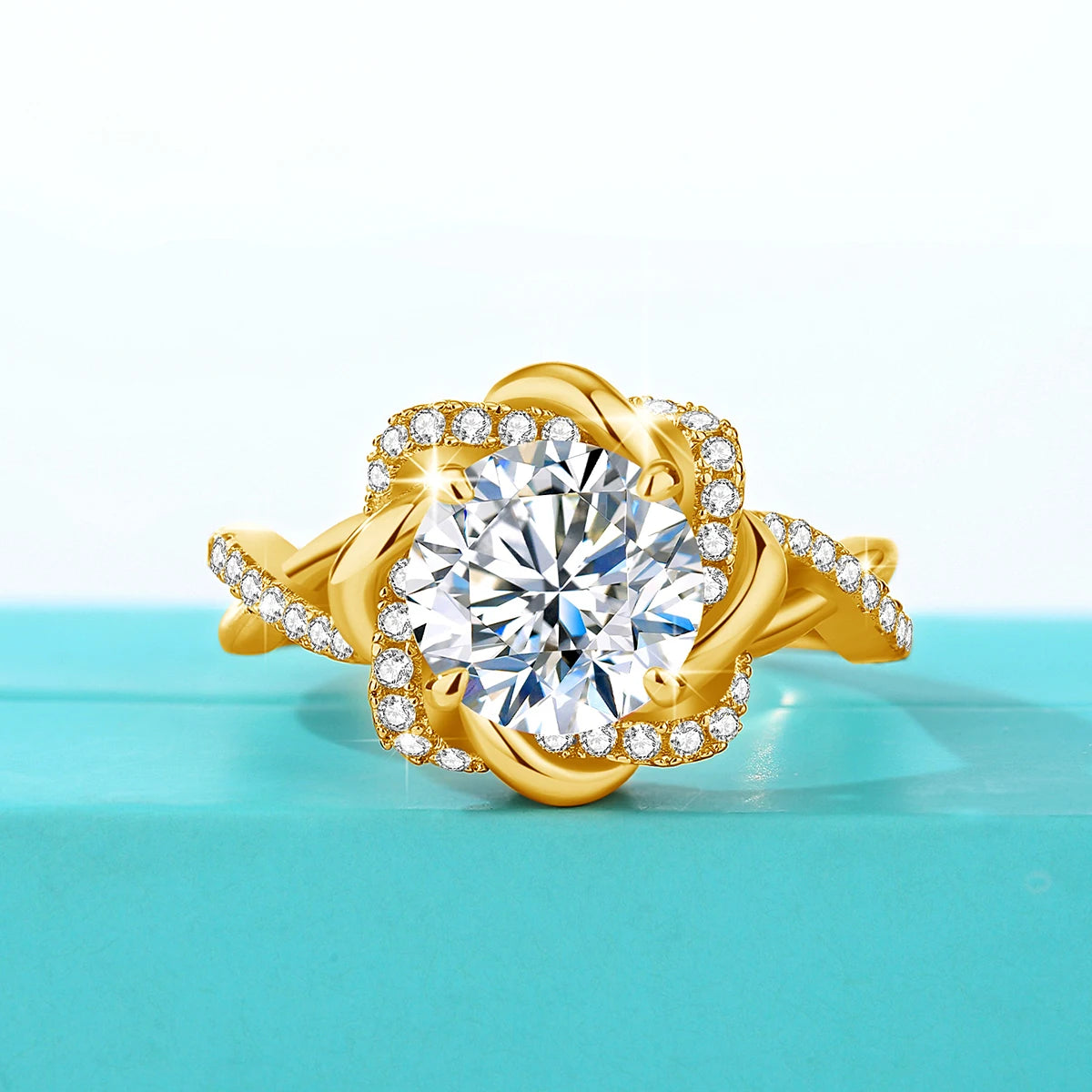 Szjinao Star Of David 3ct Moissanite Ring Yellow Gold With Certificate High Quality Wedding Party Jewelry For Women New Product